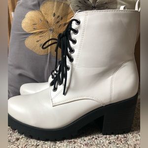 SHEIN White Combat Boots